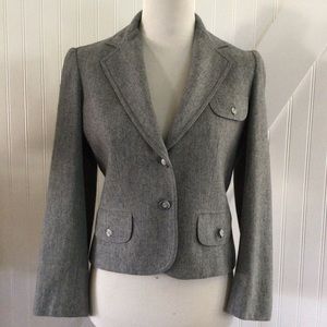 Vintage SG Grey Wool Crop Suit Jacket Blazer